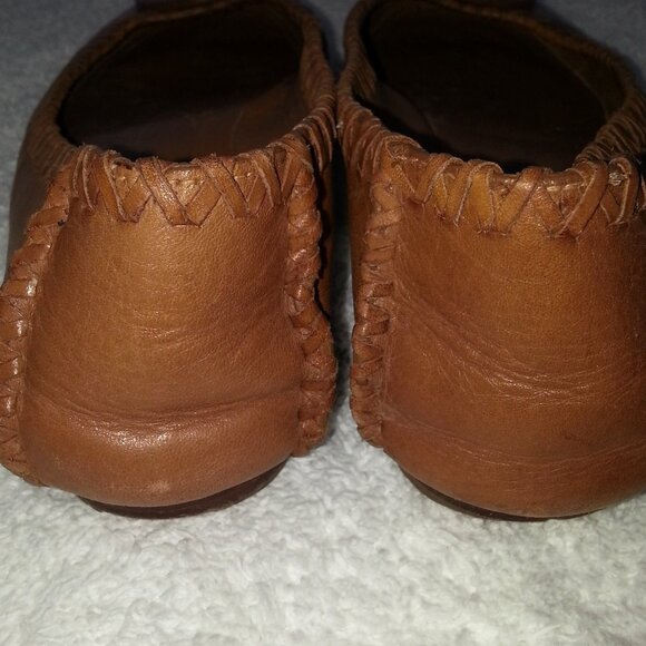 Brown Leather Tory Burch Ballet Flats Well Worn - Picture 8 of 9